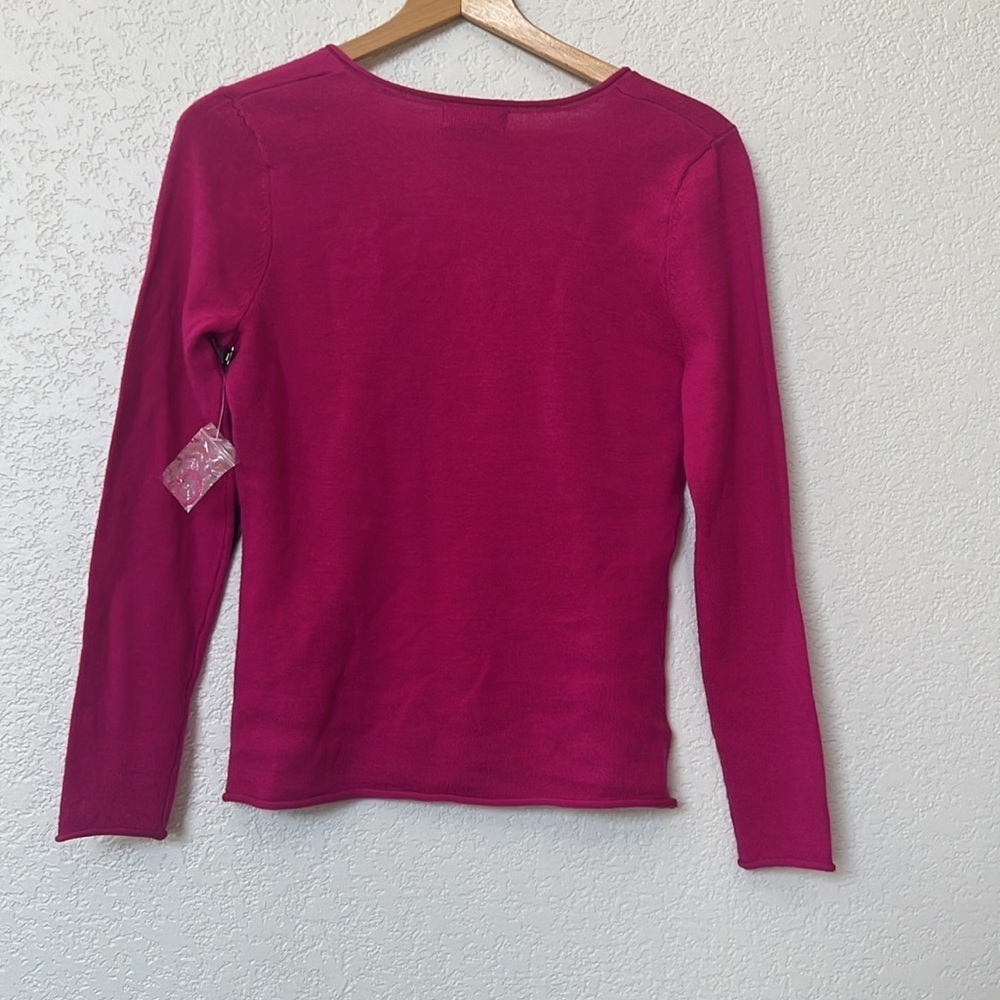 NWT Carol Little Sweater V Neck Merino Wool Pink Size Small - Picture 10 of 11